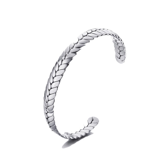 Stackable Braided Cuff in Steel - Picture 2 of 3